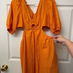 Orange cutout mini dress